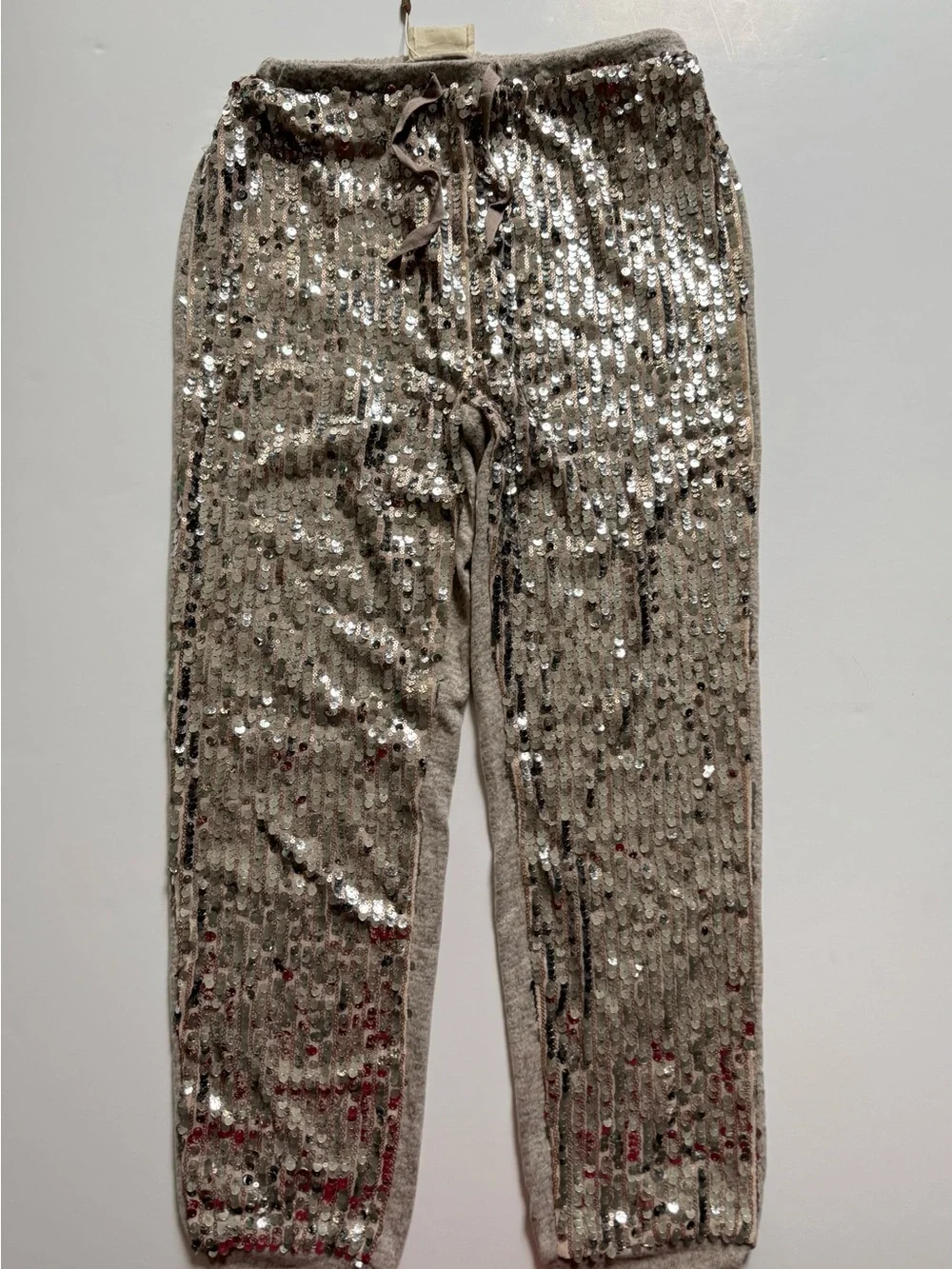 Joyfolie Girl Libbie Silver Oat Sequin Jogger Pants for Kids size 14 NWT